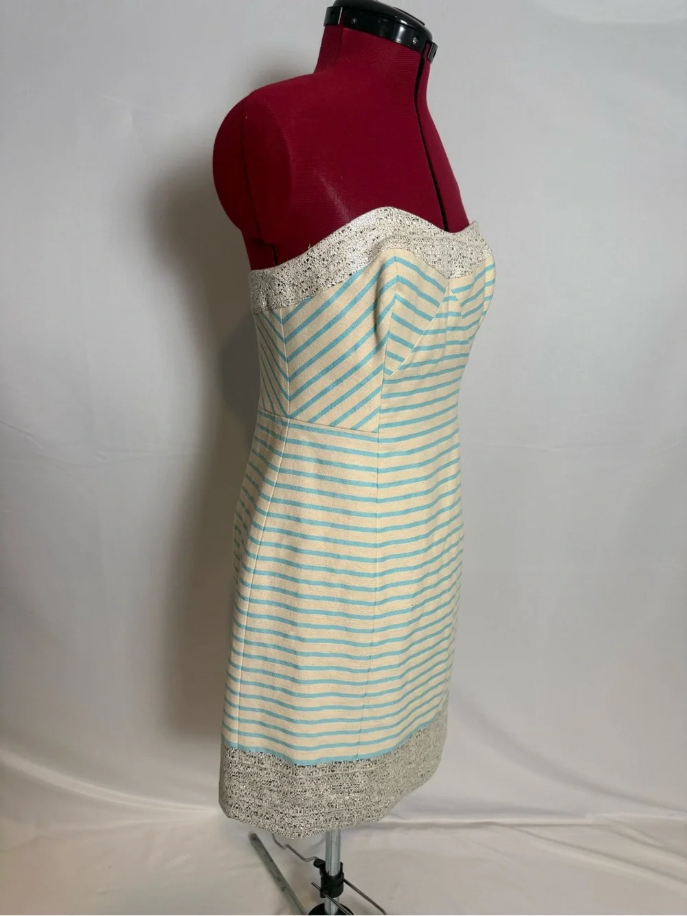 Lilly Pulitzer Remi Dress Women's Size 4 Strapless Blue Horizon Bayview Stripe - Picture 5 of 15